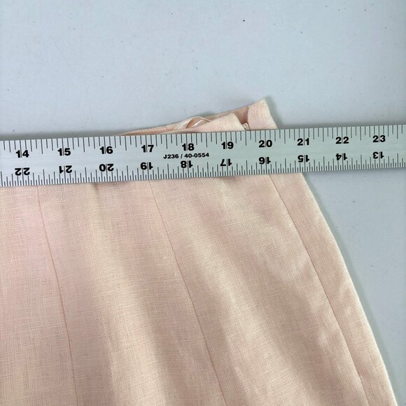 Lauren Ralph Lauren Midi A-Line Skirt Size 18W Pink Lined Side Zip 100% Linen - Picture 9 of 12